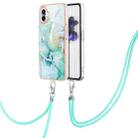 For Nothing Phone 1 Electroplating Marble Pattern TPU Phone Case with Lanyard(Green 003) - 1