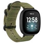 For Fitbit Versa 4 / Sense 2 Universal Three-ring Steel Buckle Nylon Watch Band(Army Green) - 1