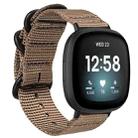 For Fitbit Versa 4 / Sense 2 Universal Three-ring Steel Buckle Nylon Watch Band(Khaki) - 1