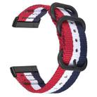 For Fitbit Versa 4 / Sense 2 Universal Three-ring Steel Buckle Nylon Watch Band(Blue White Red) - 1