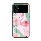 For Xiaomi Poco M4 Colorful Painted Glass Phone Case(Flamingo) - 1