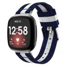 For Fitbit Versa 4 / Sense 2 Universal Stripe Nylon Watch Band(Blue White Blue) - 1