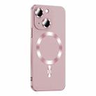 For iPhone 14 Plus Liquid Lens Protector Magsafe Phone Case(Gold Pink) - 1