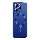 For iPhone 12 Pro Max Liquid Lens Protector Magsafe Phone Case(Navy Blue) - 1