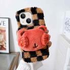 For iPhone 14 Plus Cute Eye Bear Plush TPU Phone Case(Black Brown) - 1