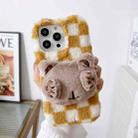 For iPhone 14 Pro Cute Eye Bear Plush TPU Phone Case(Yellow White) - 1