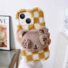 For iPhone 13 Cute Eye Bear Plush TPU Phone Case(Yellow White) - 1