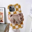 For iPhone 11 Pro Max Cute Eye Bear Plush TPU Phone Case(Yellow White) - 1