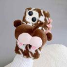 For iPhone 14 Big Ass Monkey Plush TPU Phone Case(Brown White) - 1