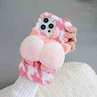 For iPhone 14 Pro Big Ass Monkey Plush TPU Phone Case(Pink White) - 1