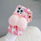 For iPhone 14 Pro Max Big Ass Monkey Plush TPU Phone Case(Pink White) - 1