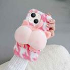 For iPhone 13 Big Ass Monkey Plush TPU Phone Case(Pink White) - 1