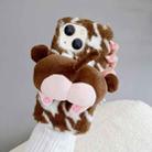 For iPhone 13 Big Ass Monkey Plush TPU Phone Case(Brown White) - 1