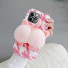 For iPhone 11 Pro Max Big Ass Monkey Plush TPU Phone Case(Pink White) - 1