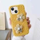 For iPhone 14 Flowers Plush TPU Phone Case(Yellow) - 1