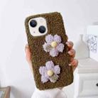 For iPhone 14 Flowers Plush TPU Phone Case(Coffee) - 1