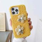 For iPhone 14 Pro Flowers Plush TPU Phone Case(Yellow) - 1