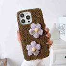 For iPhone 14 Pro Flowers Plush TPU Phone Case(Coffee) - 1