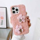 For iPhone 14 Pro Flowers Plush TPU Phone Case(Pink) - 1