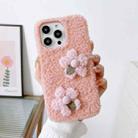 For iPhone 14 Pro Max Flowers Plush TPU Phone Case(Pink) - 1