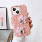 For iPhone 13 Flowers Plush TPU Phone Case(Pink) - 1