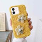 For iPhone 11 Flowers Plush TPU Phone Case(Yellow) - 1