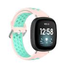 For Fitbit Versa 4 / Sense 2 Dual Color Silicone Watch Band(Light Pink Teal) - 1