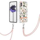 For Nothing Phone 1 Flowers Series TPU Phone Case with Lanyard(Green Gardenia) - 1