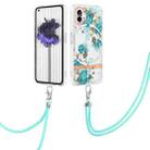 For Nothing Phone 1 Flowers Series TPU Phone Case with Lanyard(Blue Rose) - 1