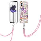 For Nothing Phone 1 Flowers Series TPU Phone Case with Lanyard(Purple Peony) - 1