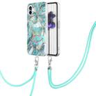 For Nothing Phone 1 Electroplating Splicing Marble TPU Phone Case with Lanyard(Blue) - 1