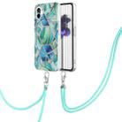 For Nothing Phone 1 Electroplating Splicing Marble TPU Phone Case with Lanyard(Green) - 1