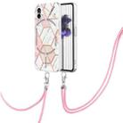 For Nothing Phone 1 Electroplating Splicing Marble TPU Phone Case with Lanyard(Pink White) - 1