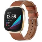 For Fitbit Versa 4 / Sense 2 Round Tail Genuine Leather Watch Band(Brown) - 1