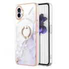 For Nothing Phone 1 Electroplating Marble Pattern TPU Phone Case(White 006) - 1