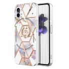 For Nothing Phone 1 Electroplating Splicing Marble Flower Pattern TPU Shockproof Case(Imperial Crown) - 1