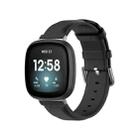 For Fitbit Versa 4 / Sense 2 Genuine Leather Watch Band(Black) - 1