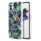 For Nothing Phone 1 Electroplating Splicing Marble TPU Phone Case(Blue Green) - 1