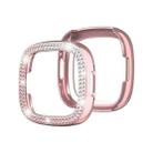 For Fitbit Versa 4 / Sense 2 Double-Row Diamond Electroplating PC Watch Case(Pink) - 1