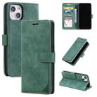 For iPhone 14 Skin Feel Anti-theft Brush Horizontal Flip Leather Phone Case(Green) - 1