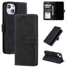 For iPhone 14 Skin Feel Anti-theft Brush Horizontal Flip Leather Phone Case(Black) - 1