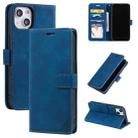 For iPhone 14 Skin Feel Anti-theft Brush Horizontal Flip Leather Phone Case(Blue) - 1