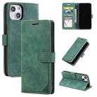 For iPhone 14 Plus Skin Feel Anti-theft Brush Horizontal Flip Leather Phone Case(Green) - 1