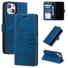 For iPhone 14 Plus Skin Feel Anti-theft Brush Horizontal Flip Leather Phone Case(Blue) - 1
