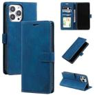 For iPhone 14 Pro Max Skin Feel Anti-theft Brush Horizontal Flip Leather Phone Case(Blue) - 1