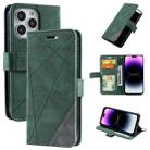 For iPhone 14 Pro Max Skin Feel Splicing Leather Phone Case(Green) - 1