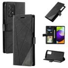 For Samsung Galaxy A23 4G Skin Feel Splicing Leather Phone Case(Black) - 1
