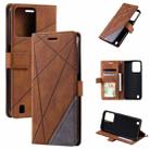 For Realme C31 Skin Feel Splicing Leather Phone Case(Brown) - 1