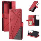 For OPPO Reno8 Pro Skin Feel Splicing Leather Phone Case(Red) - 1