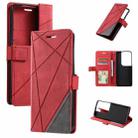 For OPPO Reno8 Skin Feel Splicing Leather Phone Case(Red) - 1